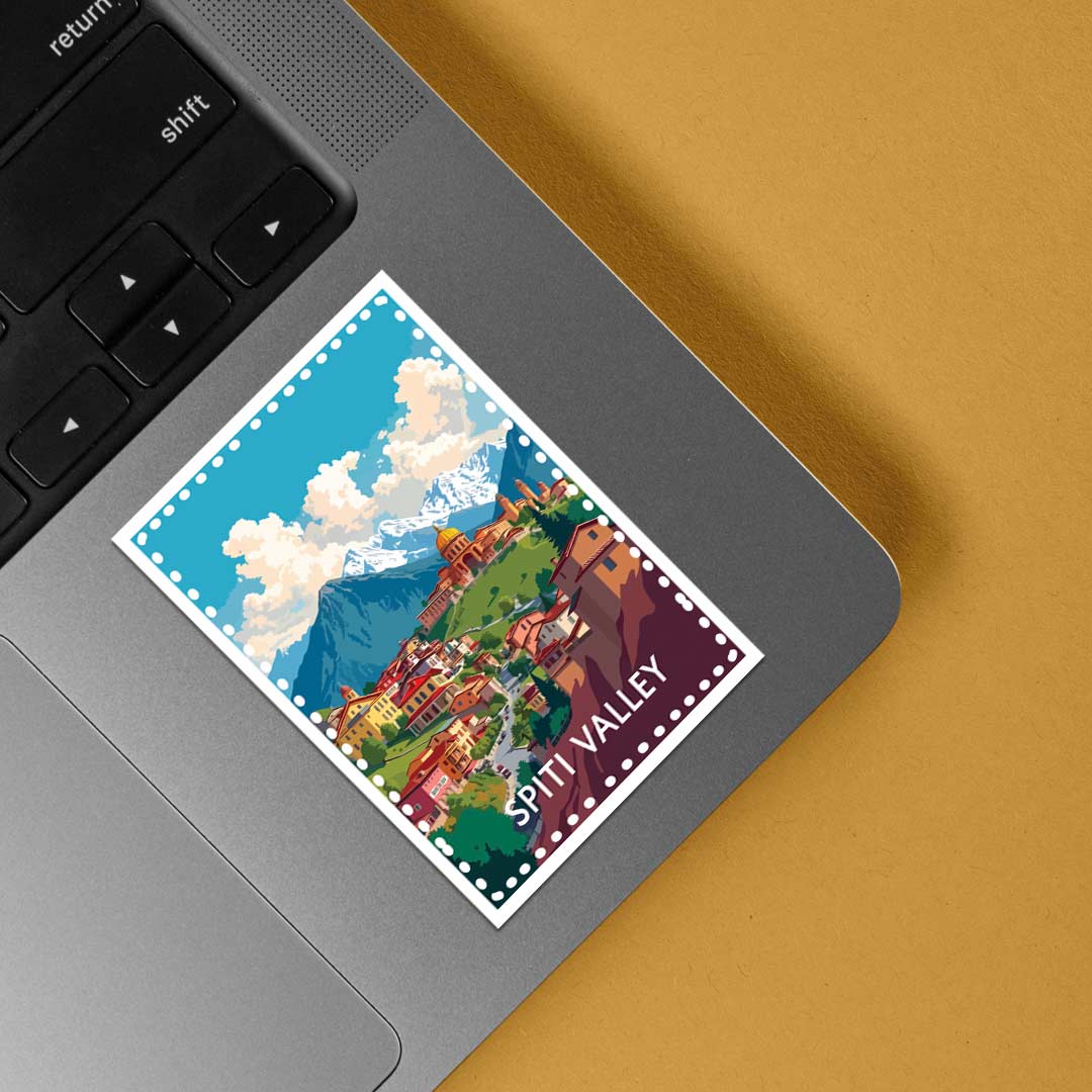 Spiti Valley Scenic Village Post Stamp Travels Stickers