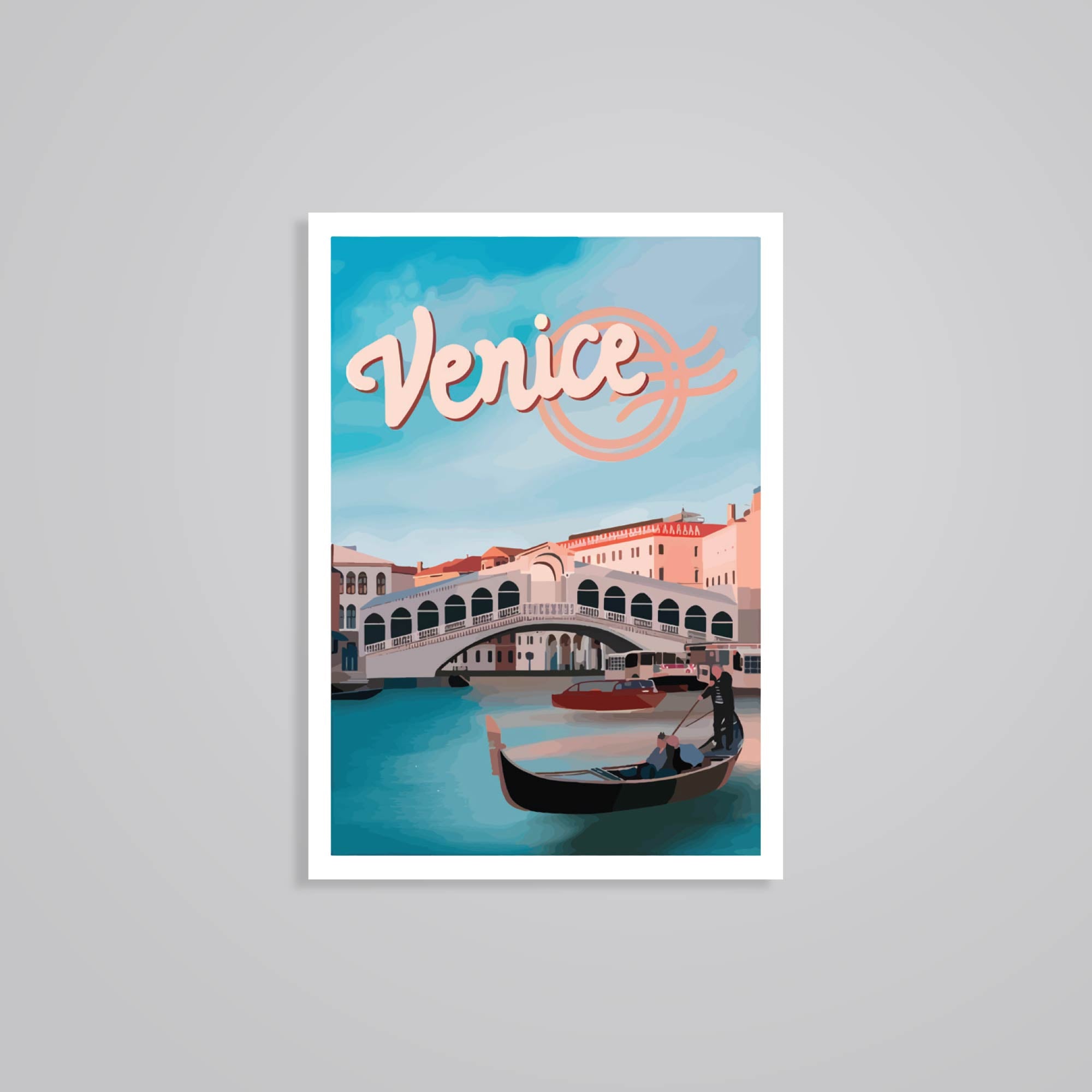 Fomo Store Stickers Travels Venice Gondola and Canal Views Post Stamp