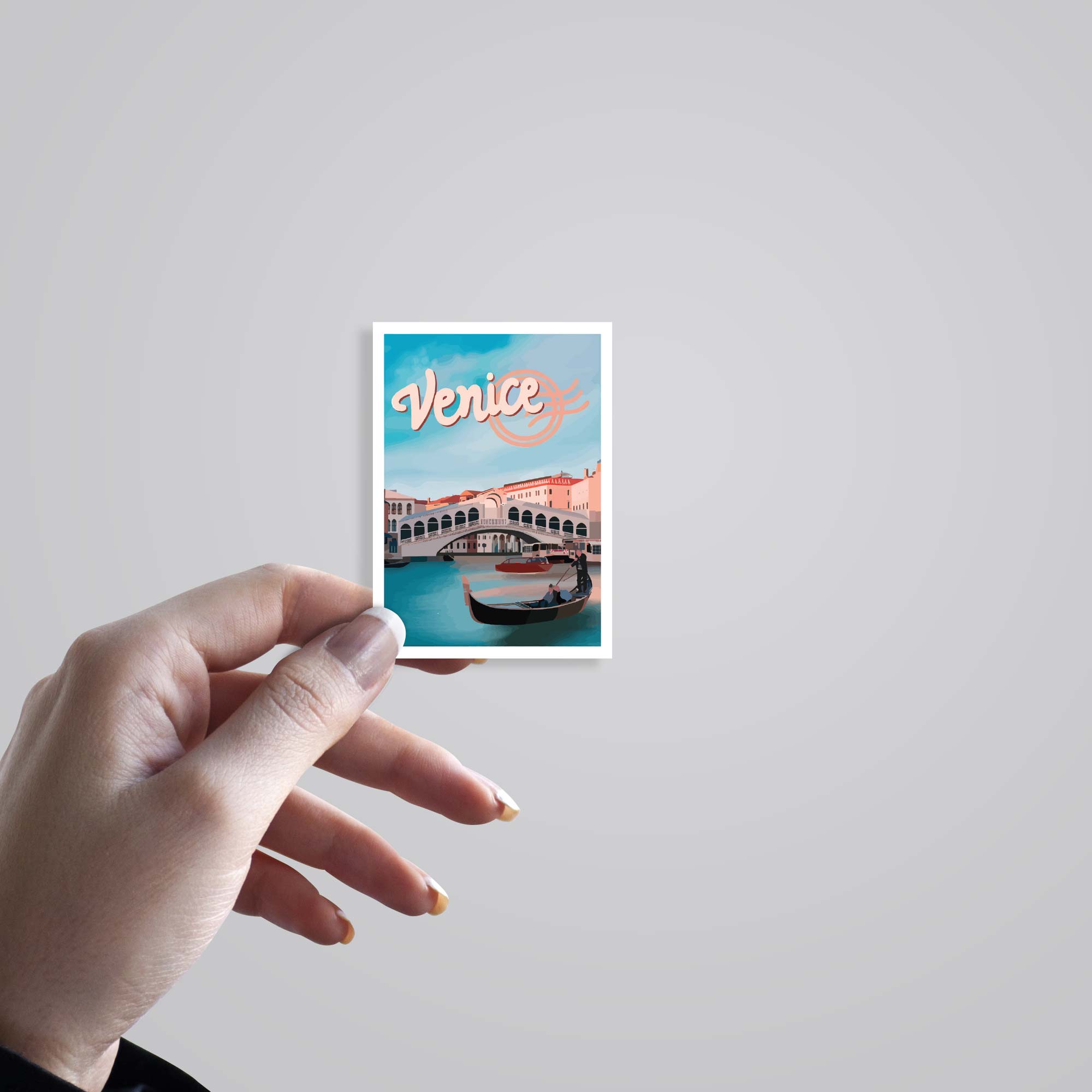 Venice Gondola and Canal Views Post Stamp Travels Stickers