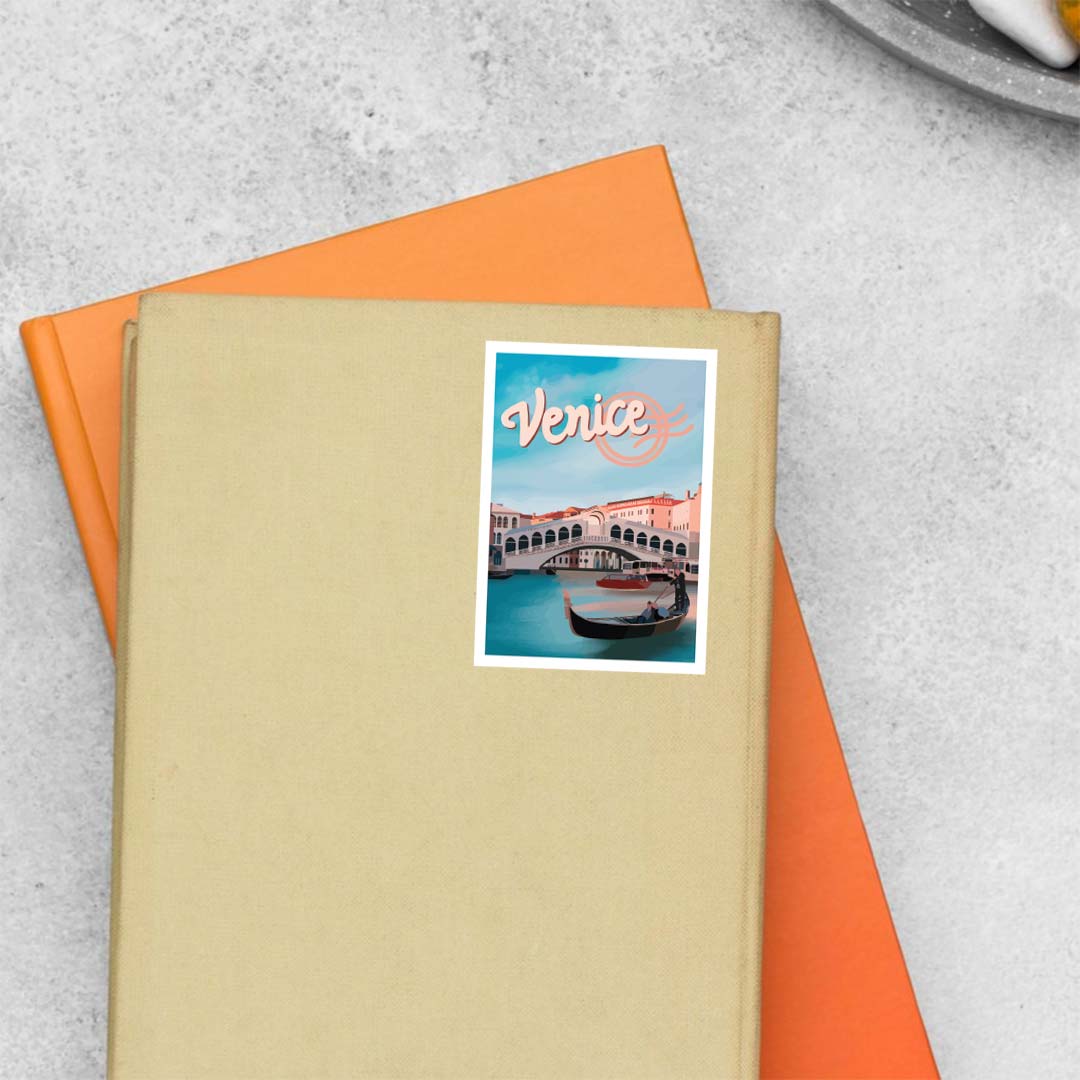 Venice Gondola and Canal Views Post Stamp Travels Stickers
