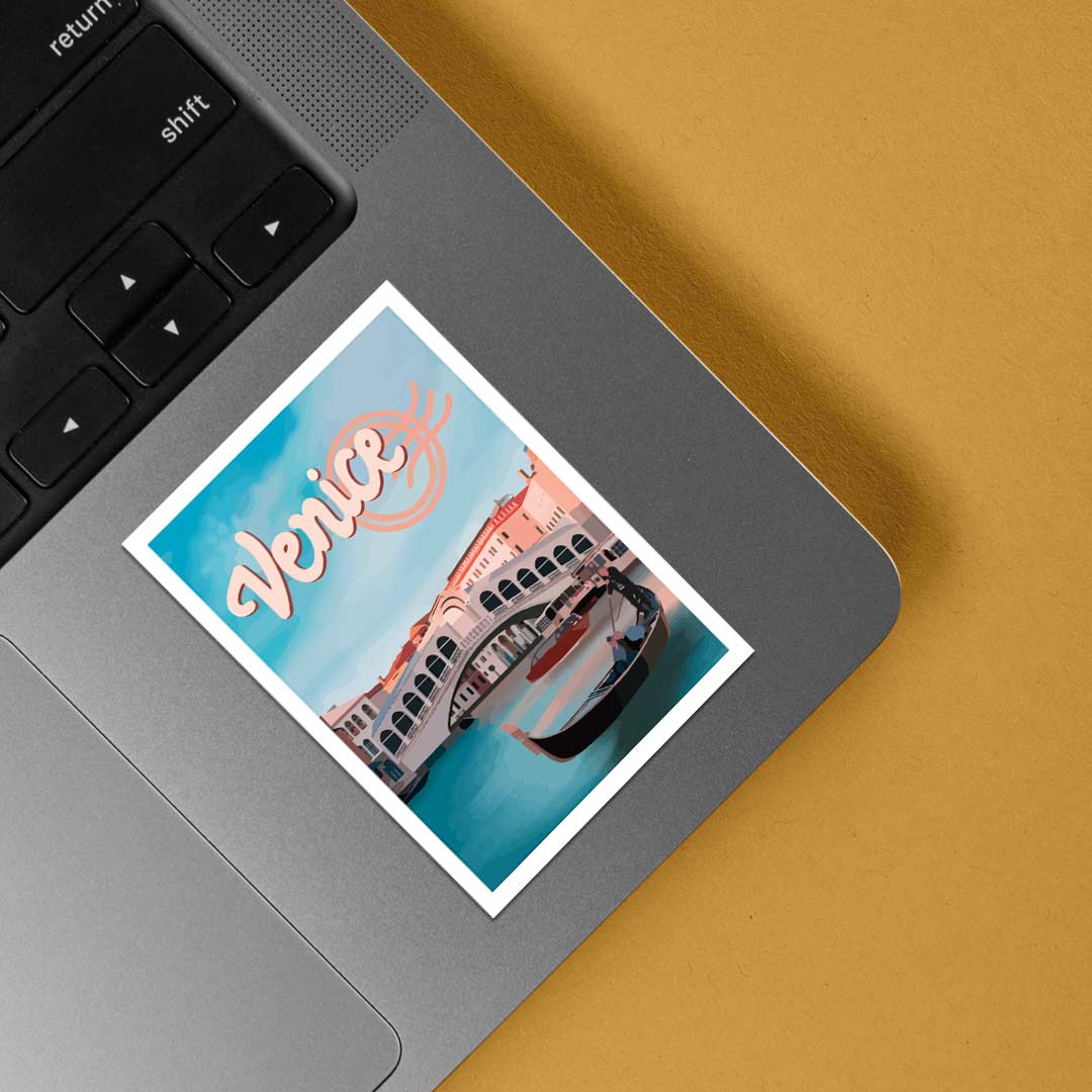Venice Gondola and Canal Views Post Stamp Travels Stickers