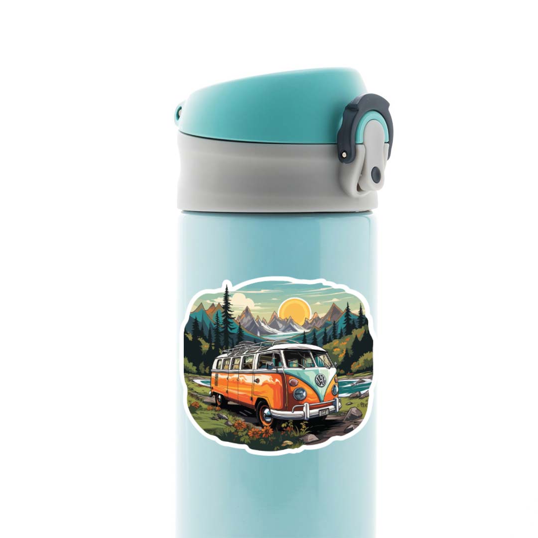 Whimsical Caravan Mountain View Travels Stickers