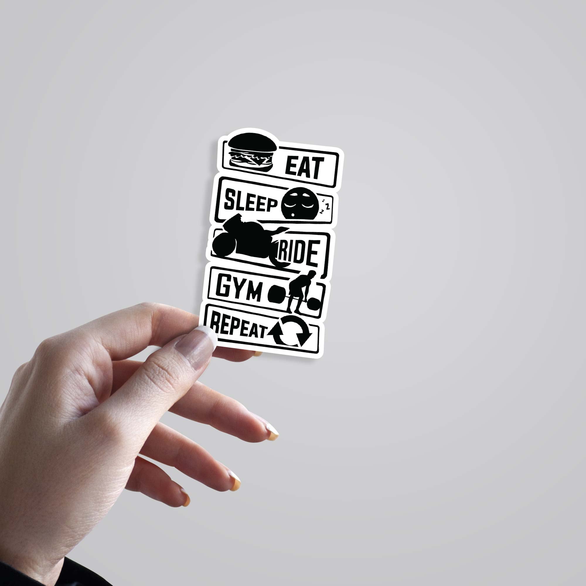 Eat Sleep Ride Gym Repeat Witty Stickers