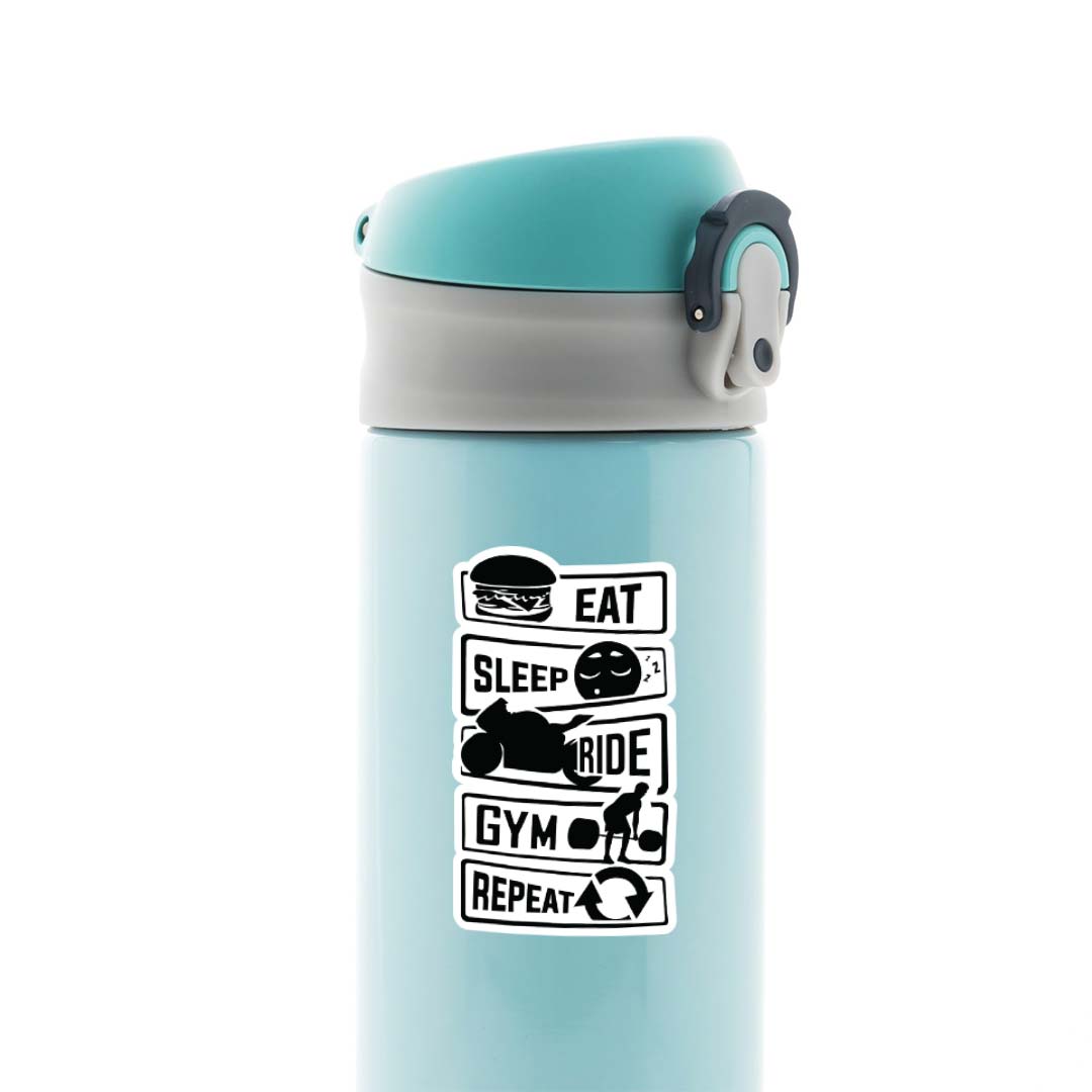 Eat Sleep Ride Gym Repeat Witty Stickers