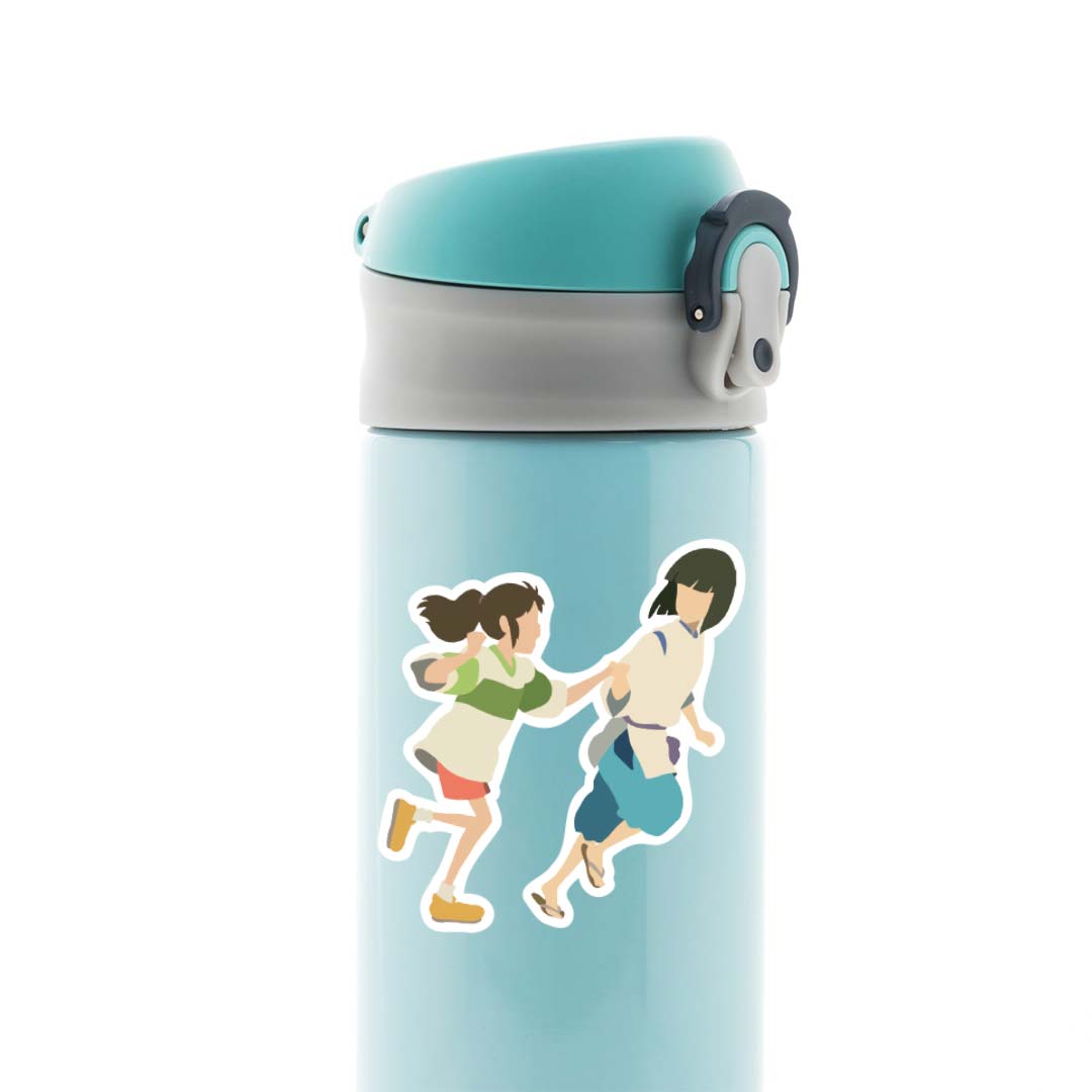 Chihiro and Haku Running Anime Stickers