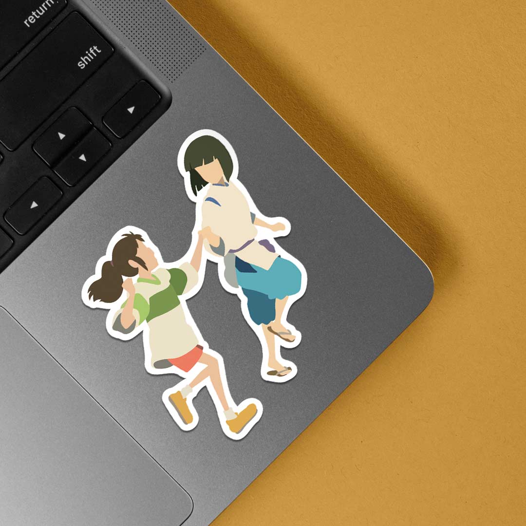 Chihiro and Haku Running Anime Stickers