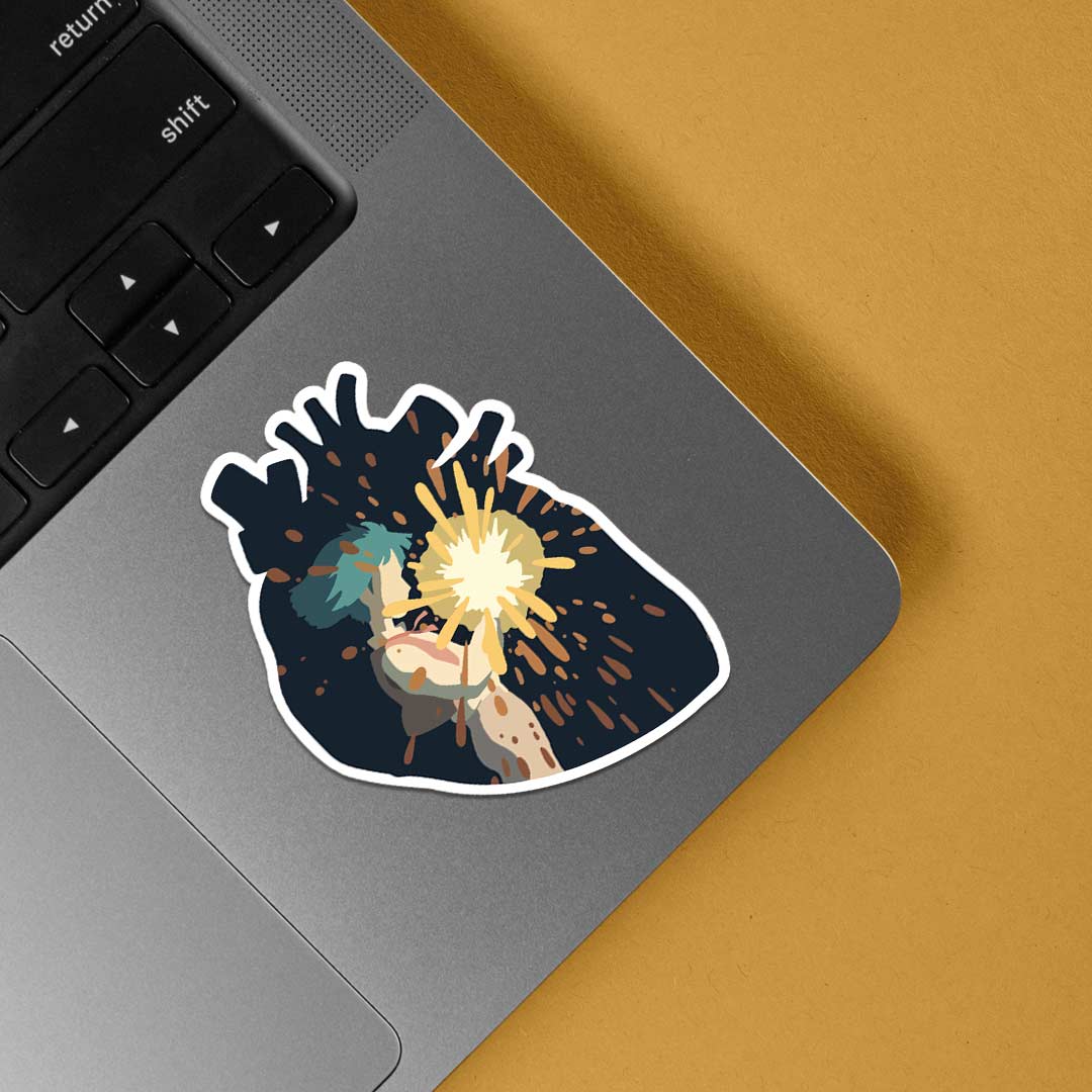 Sophie Holding Howl’s Heart Anime Stickers