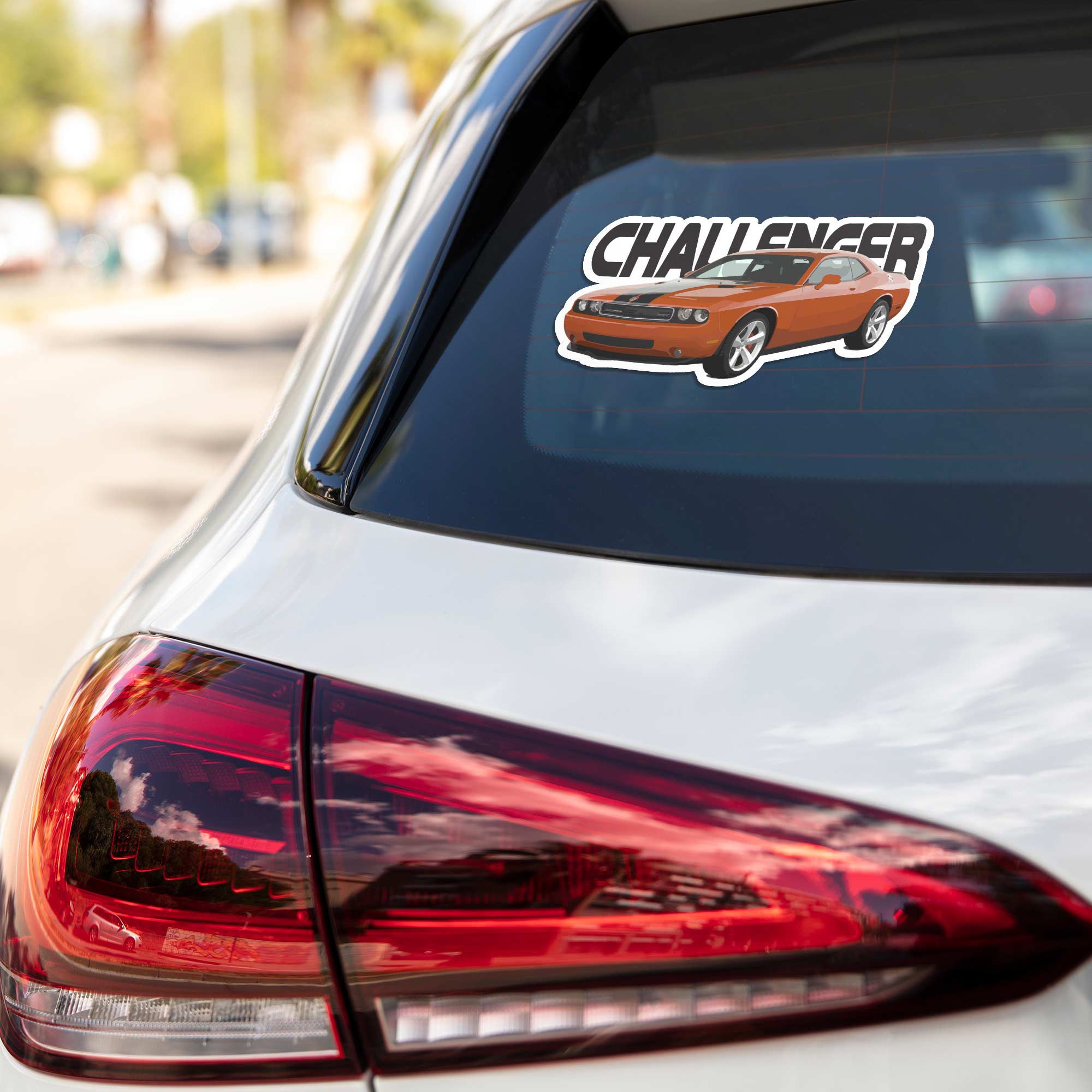 Challenger SRT Hellcat in Orange Cars & Bikes Stickers