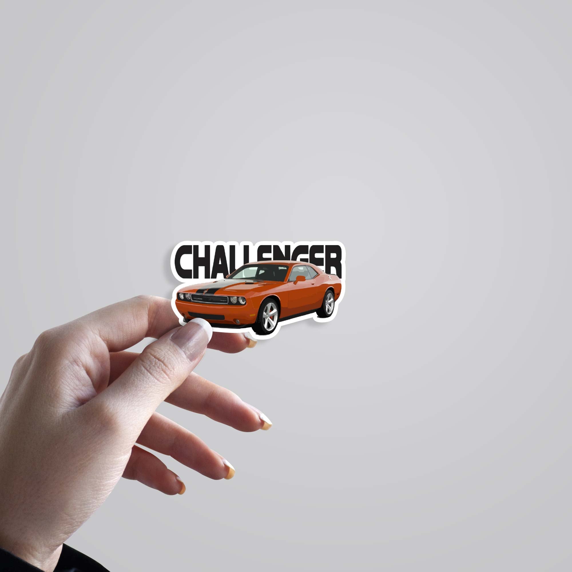 Challenger SRT Hellcat in Orange Cars & Bikes Stickers