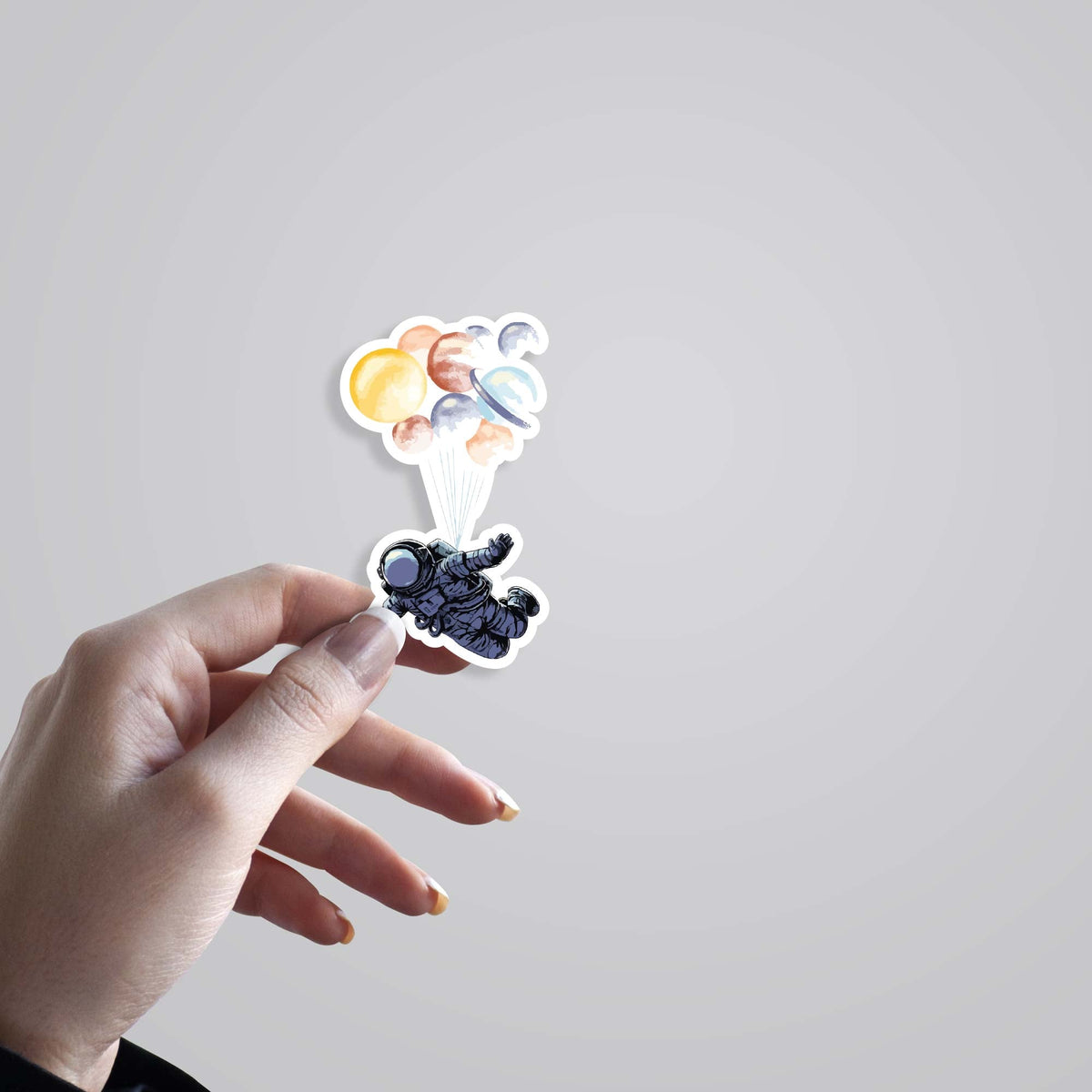 3D Astronaut with Planet Balloons Casual Stickers