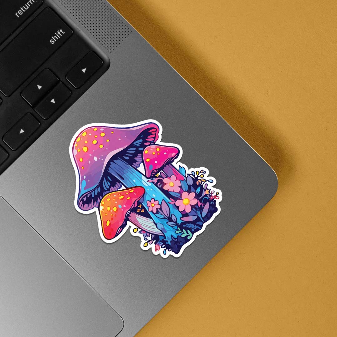 Neon Fantasy Mushrooms Casual Stickers