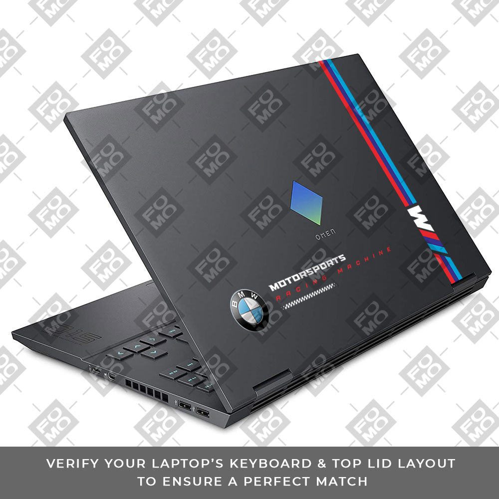Transparent BMW Racing Graphic HP Omen 15 Laptop Skin