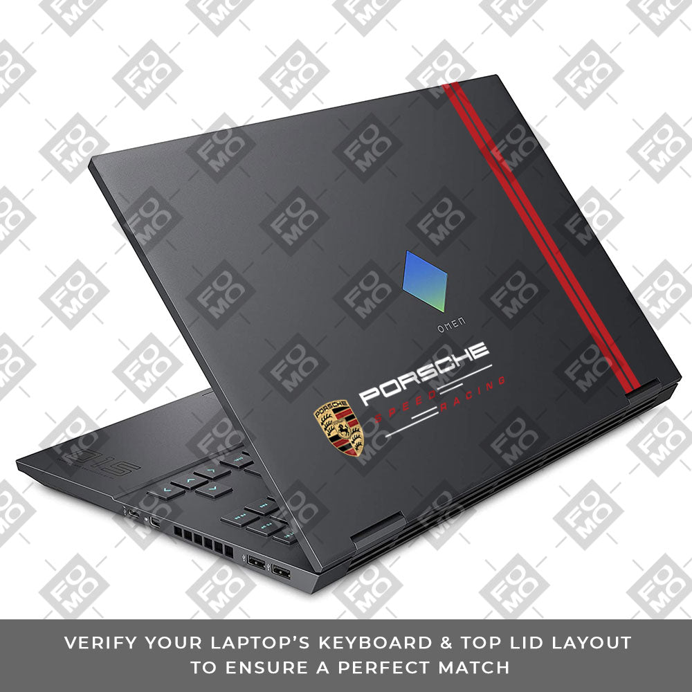 Transparent Porsche Motorsport Graphic HP Omen 15 Laptop Skin