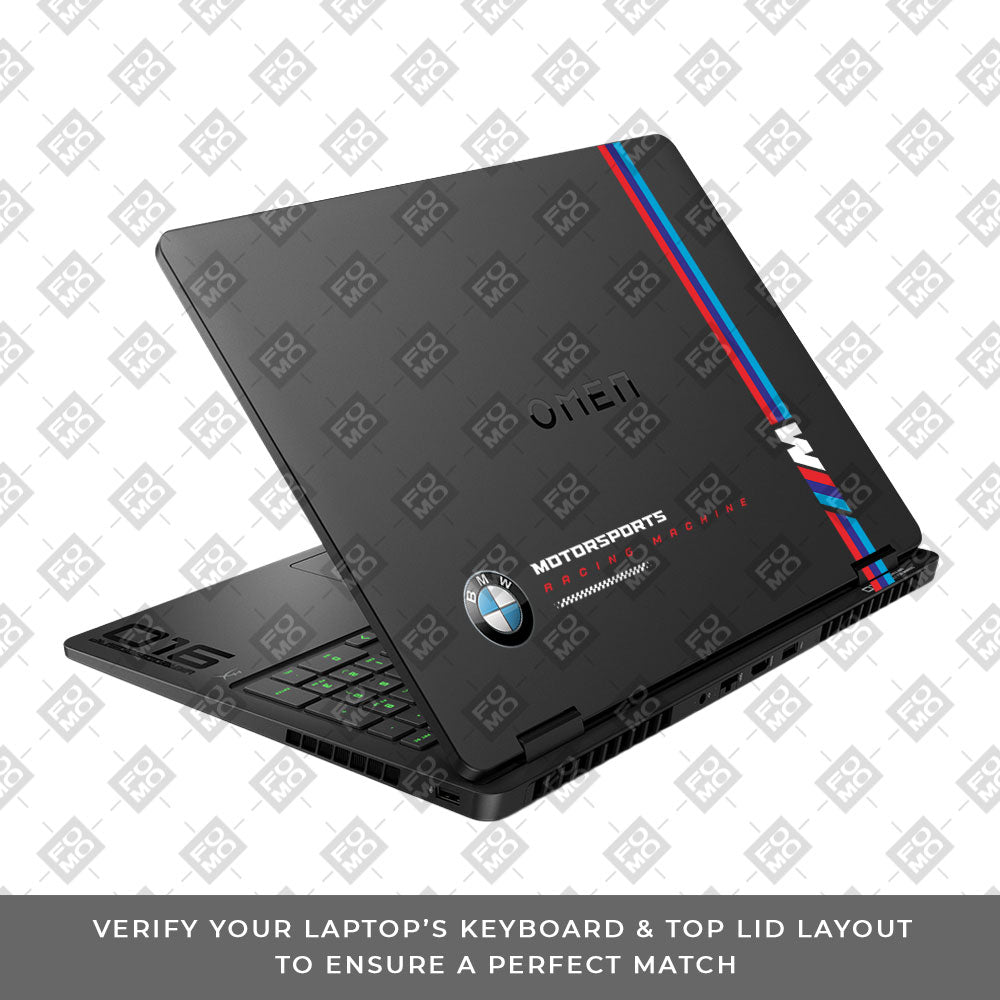 Transparent BMW Racing Graphic HP Omen Gaming 16 2025, 2026 Laptop Skin