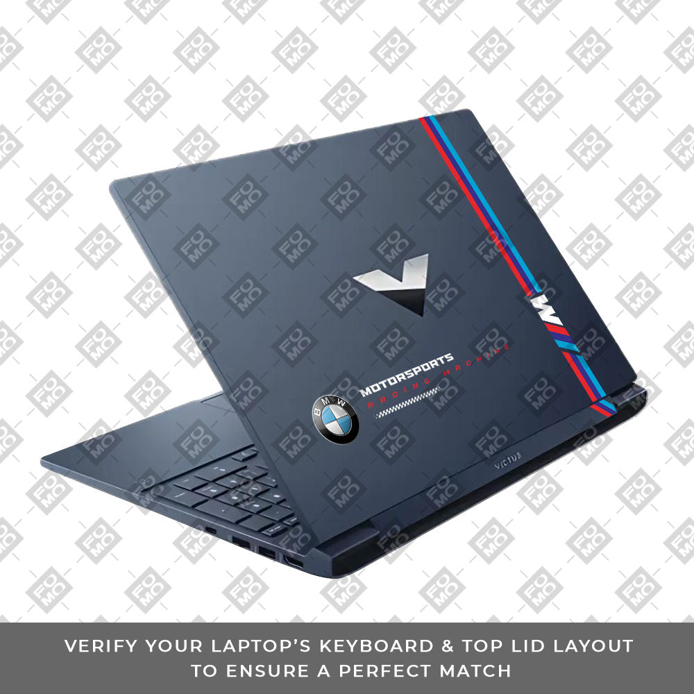 Transparent BMW Racing Graphic HP Victus Laptop Skin