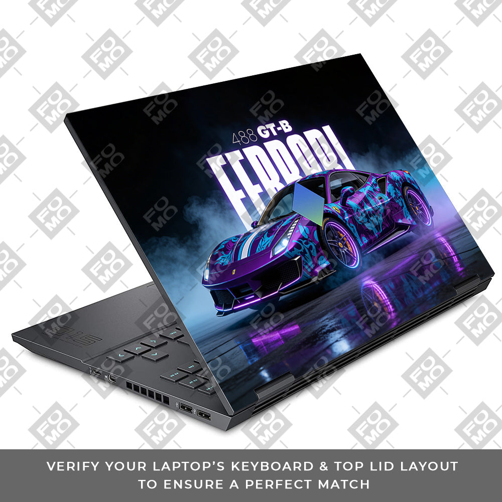 Psycho Drive Ferrari 488 HP Omen 15 Laptop Skin
