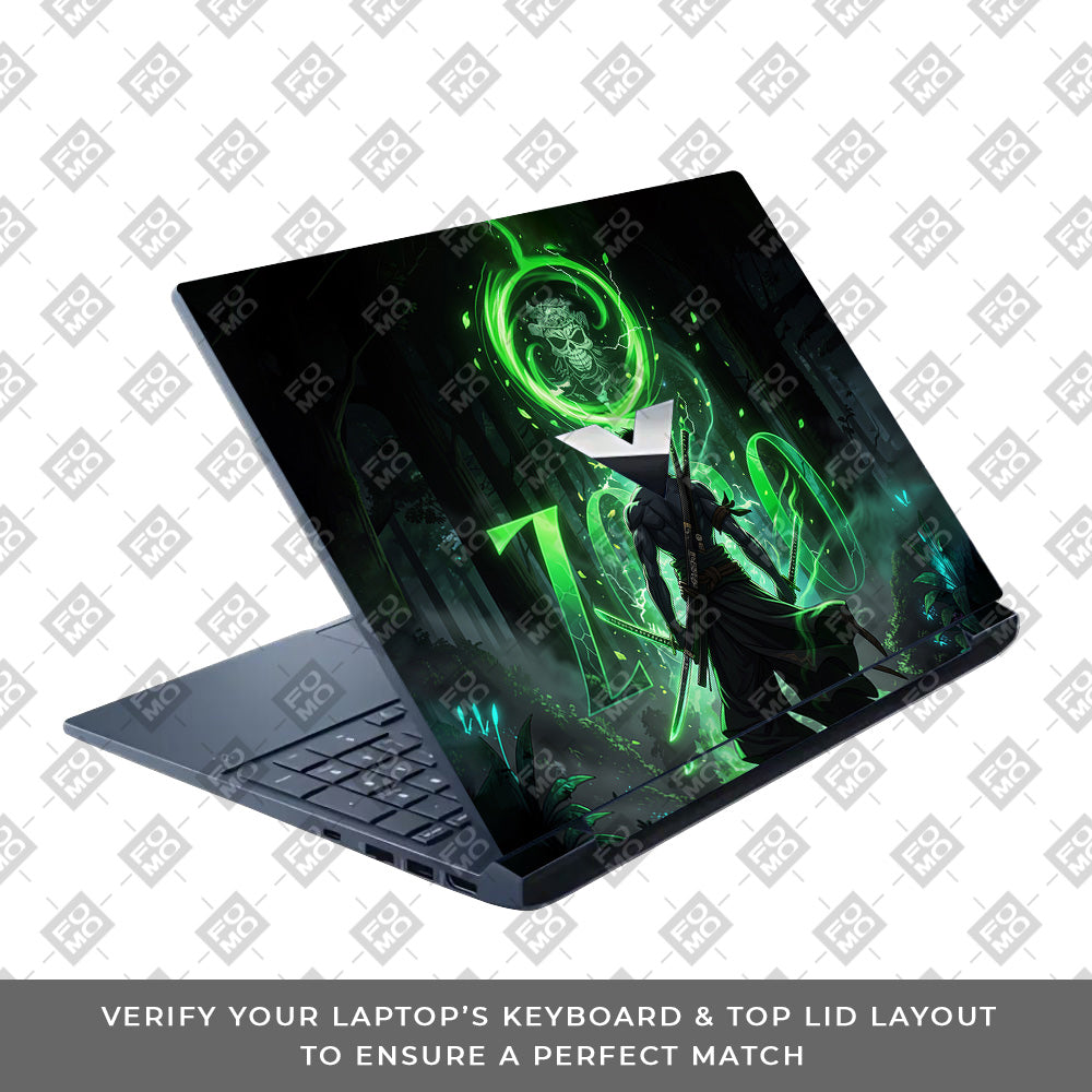 Zoro Green Aura HP Victus Laptop Skin