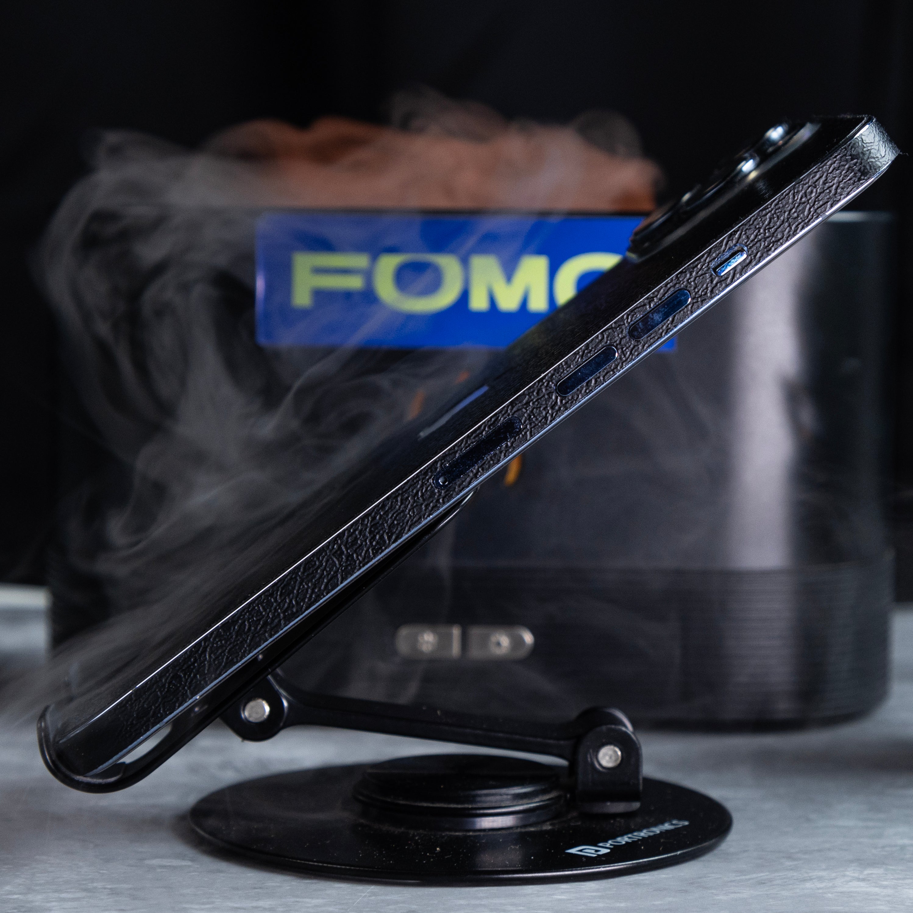 Black Leather Texture Mobile Skin