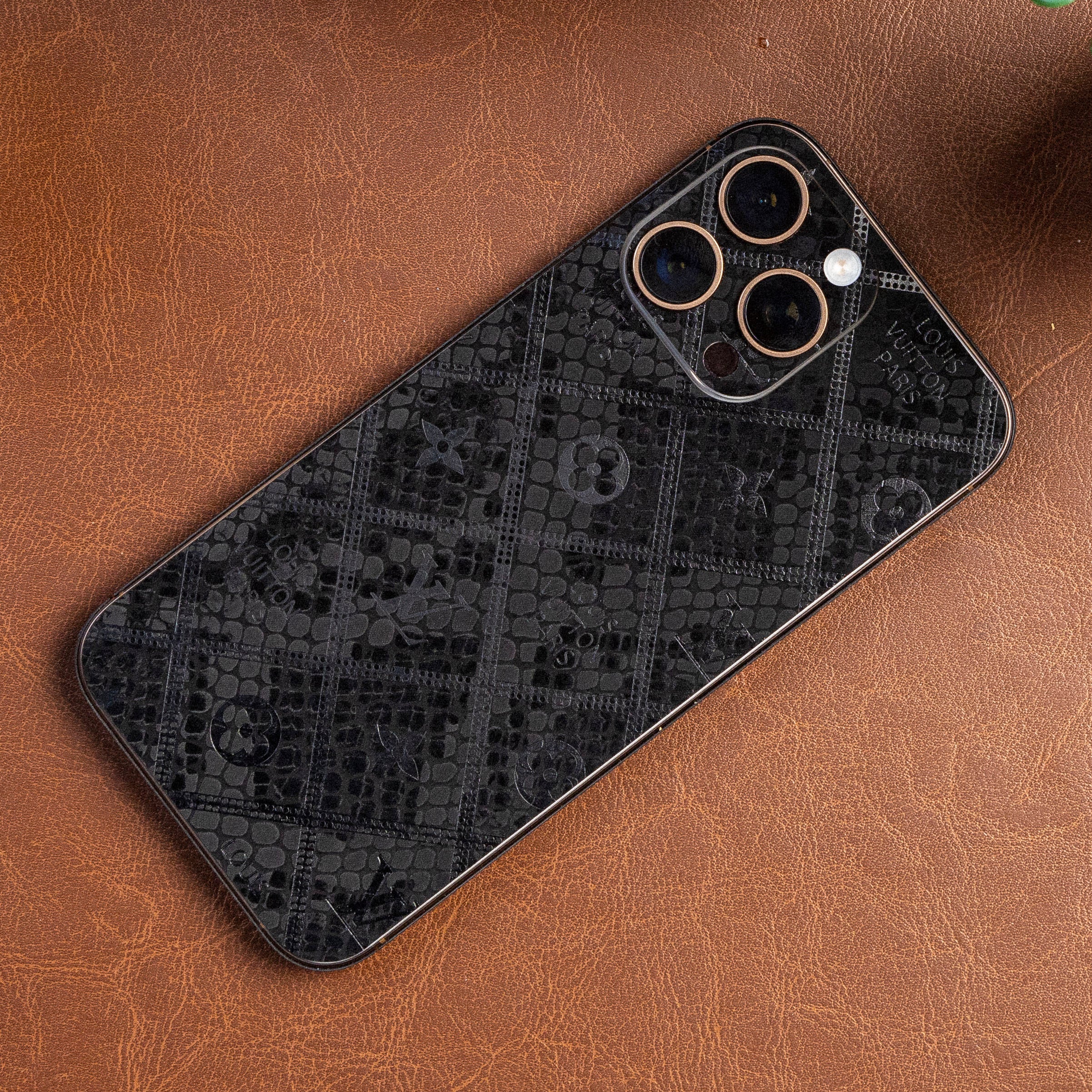 Fomo Store Mobile Skins textured LV Paris Black Textured