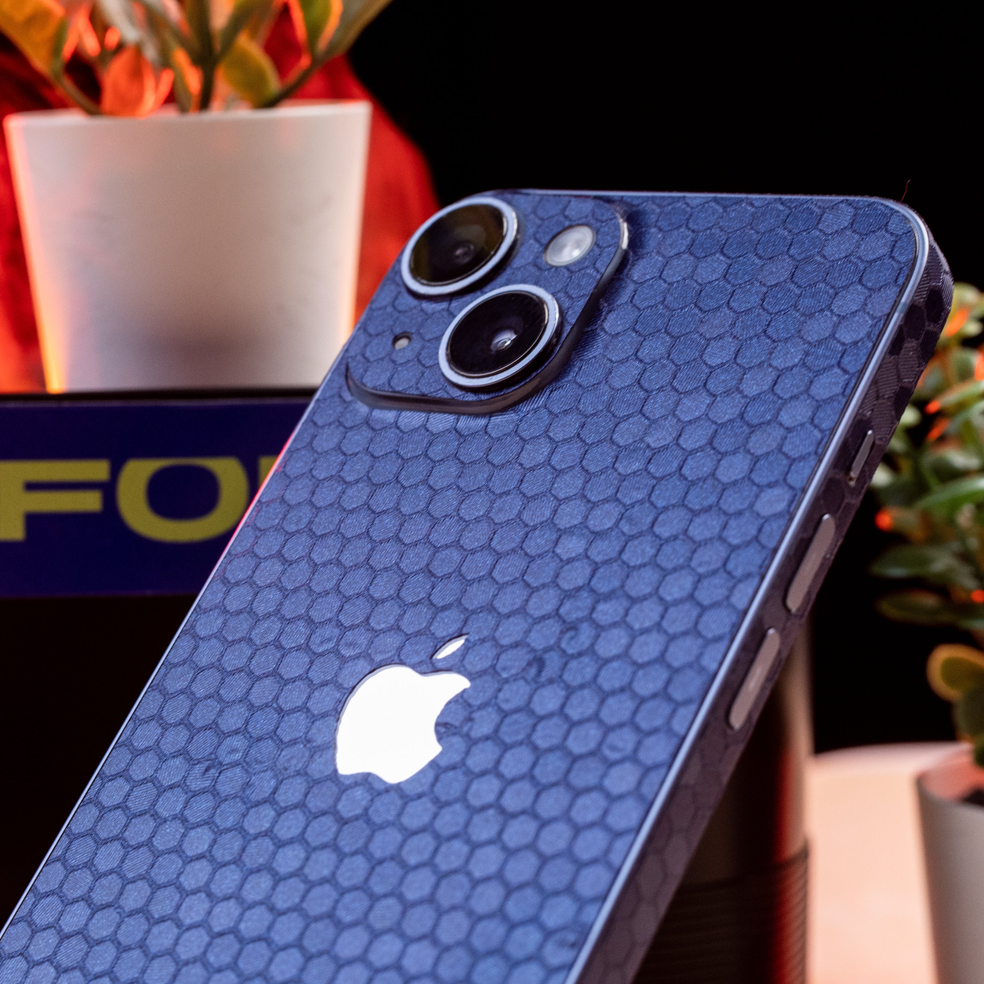 Blue Honey Comb Textured Mobile Skins
