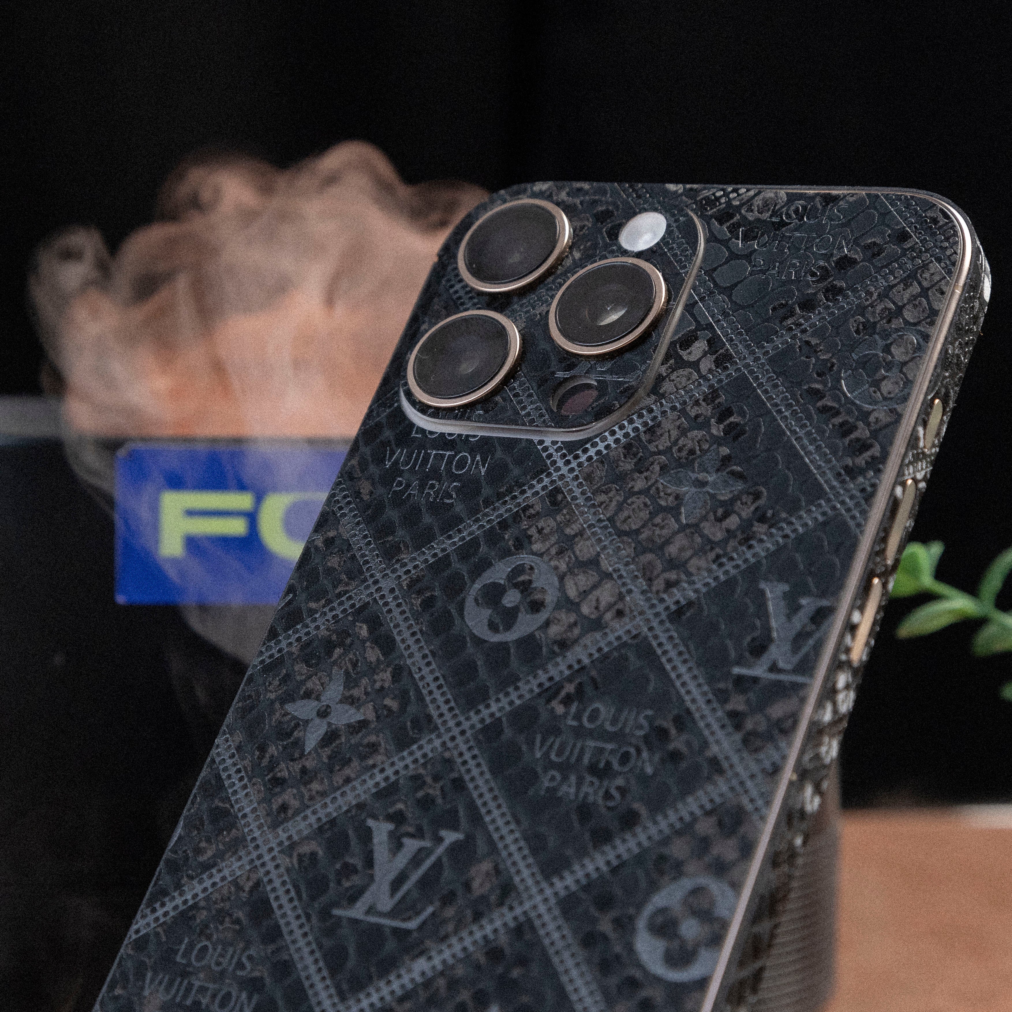 LV Paris Black Textured Mobile Skins