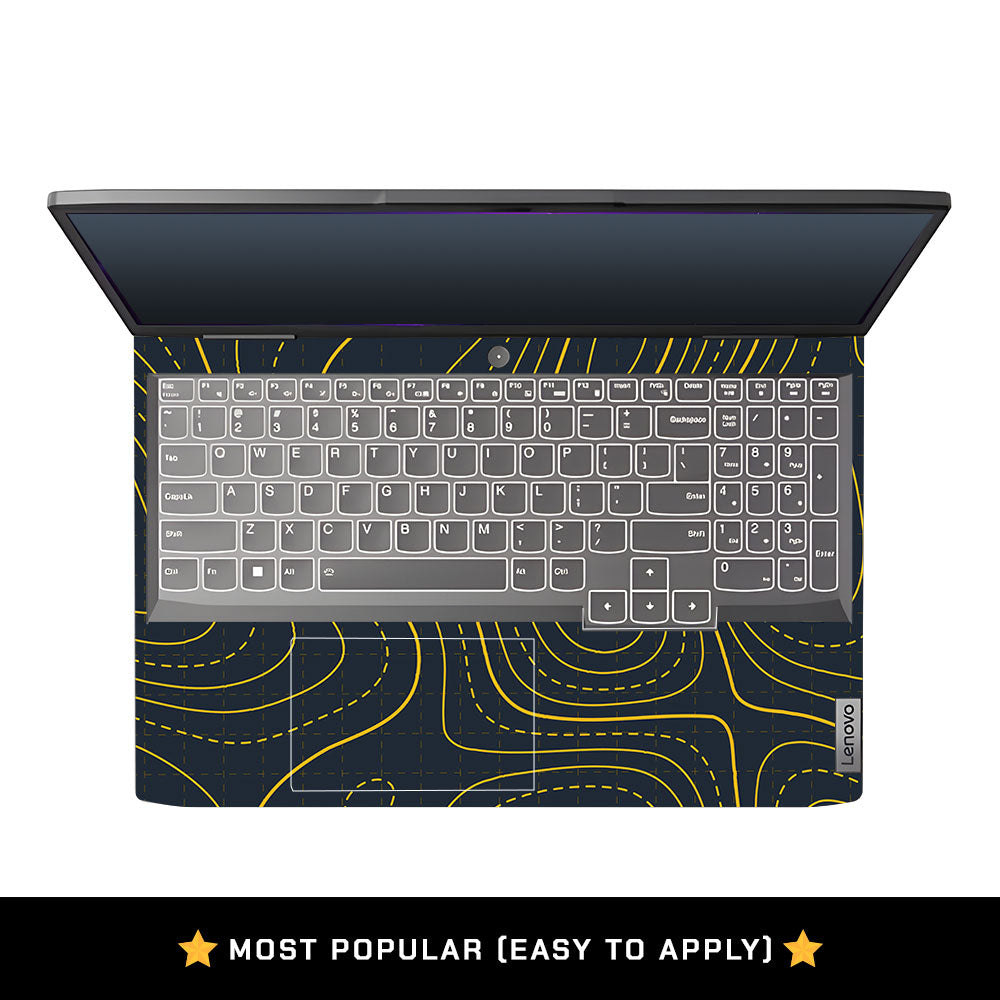 Yellow Contour Lines Lenovo LOQ 2023 15IRH8, 15APH8 Laptop Skin