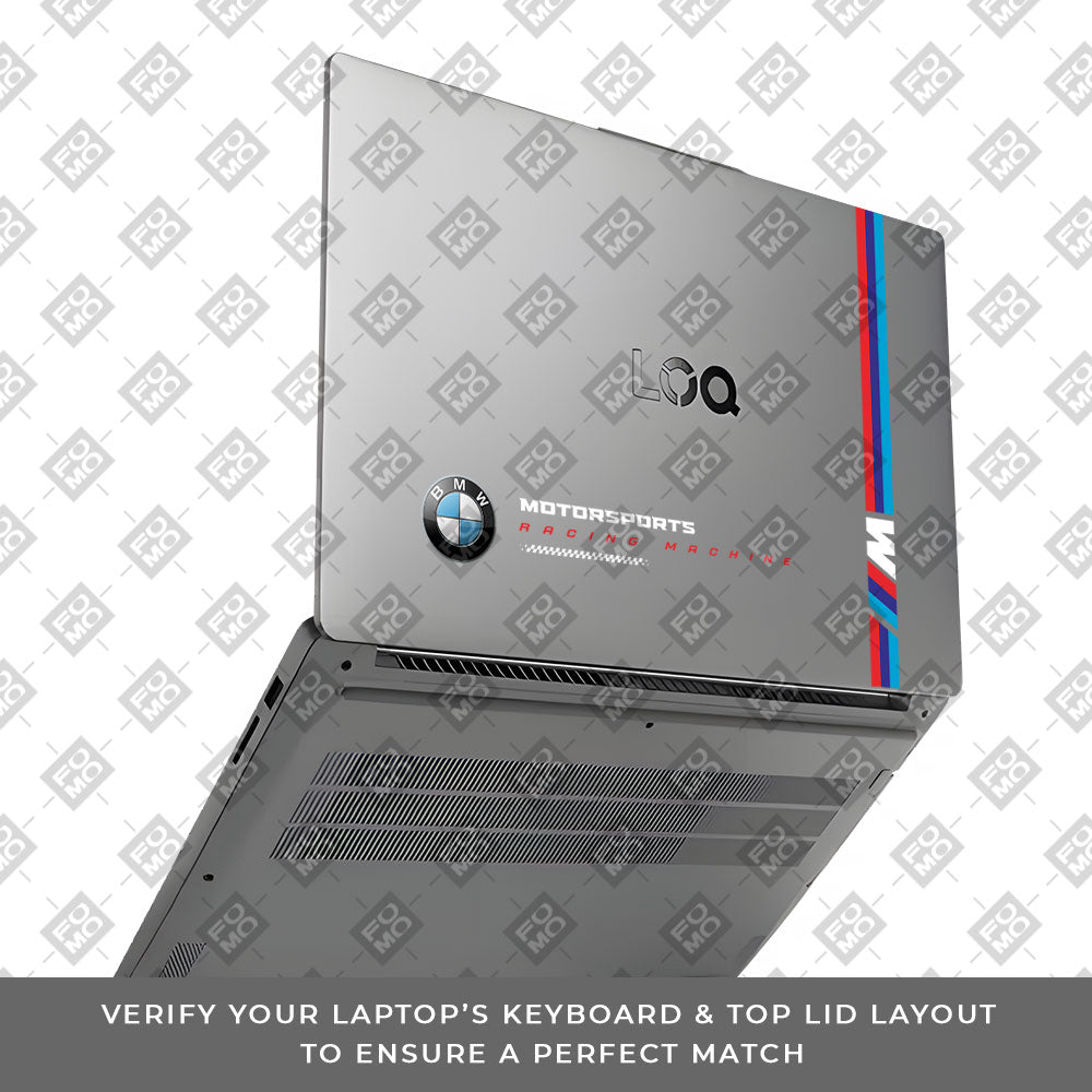 Transparent BMW Racing Graphic Lenovo LOQ Essential 15IAX9E Laptop Skin