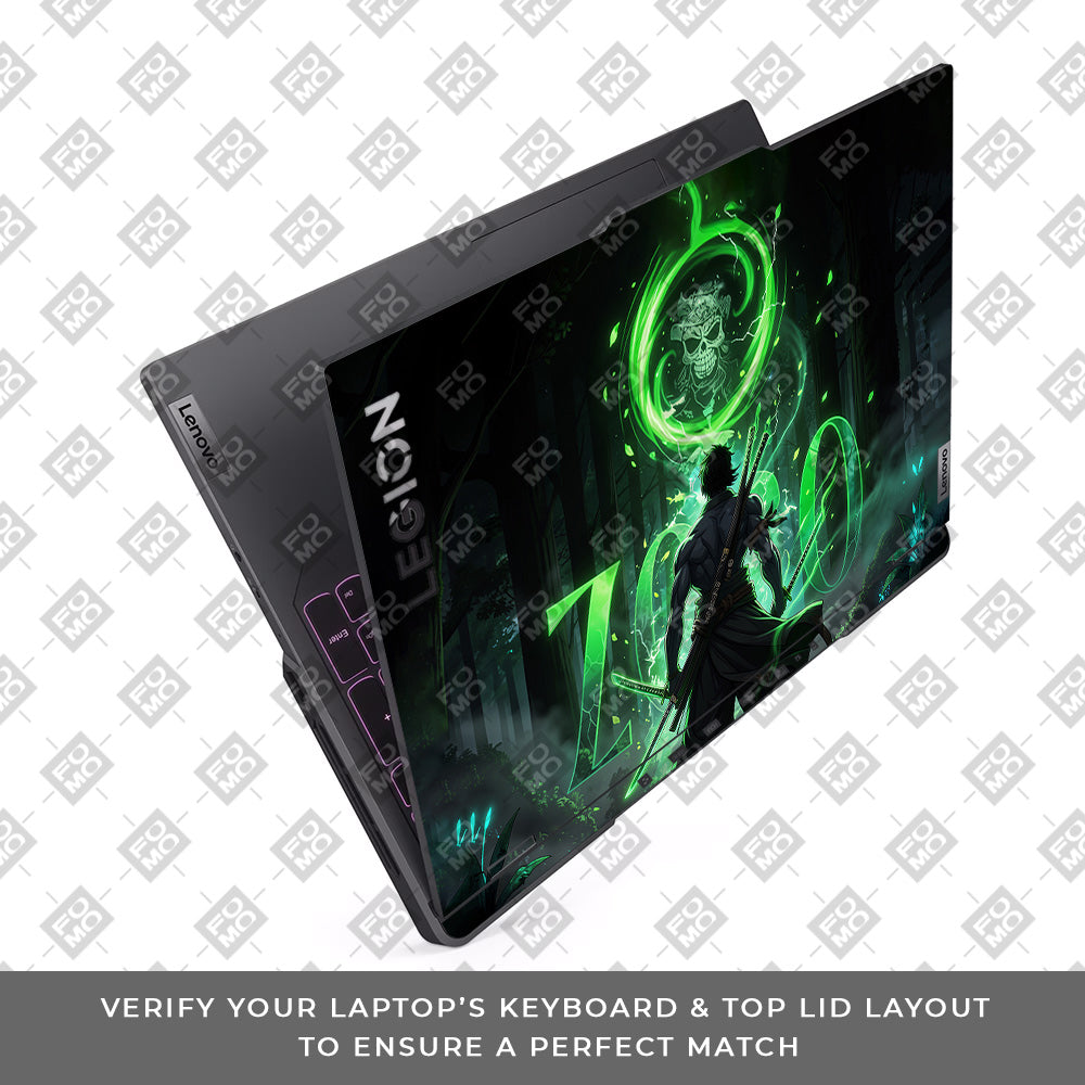 Zoro Green Aura Lenovo Legion 5 Pro 16IRX8 and 16IRX9 Laptop Skin