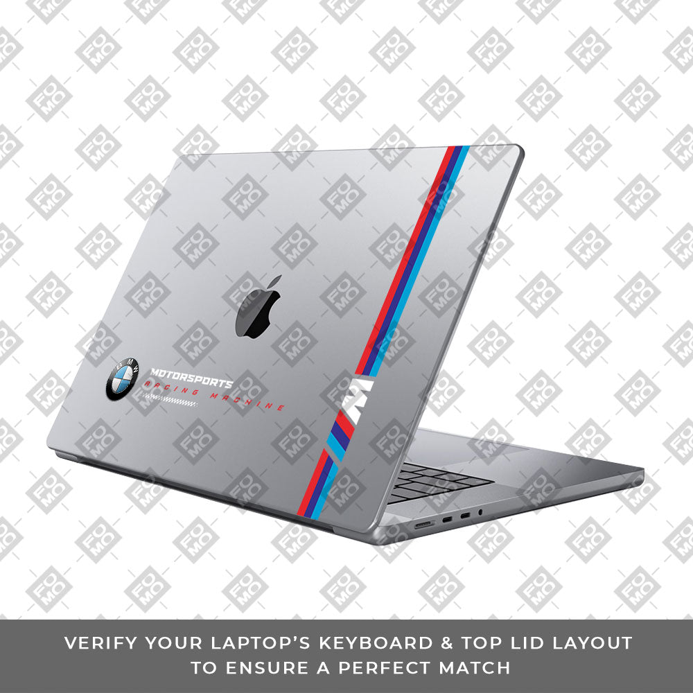 Transparent BMW Racing Graphic MacBook Pro 14 M1, M2, M3, M4 2021-2024 Laptop Skin