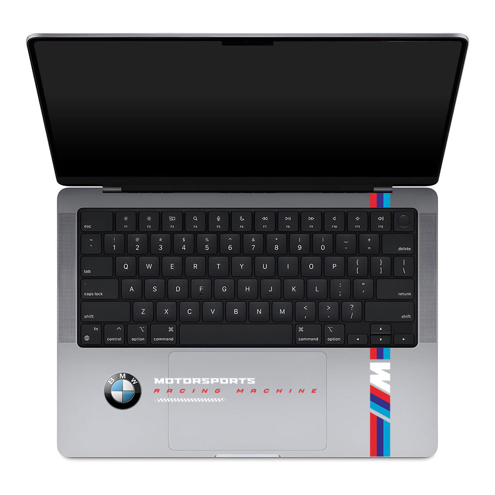 Transparent BMW Racing Graphic MacBook Pro 14 M1, M2, M3, M4 2021-2024 Laptop Skin