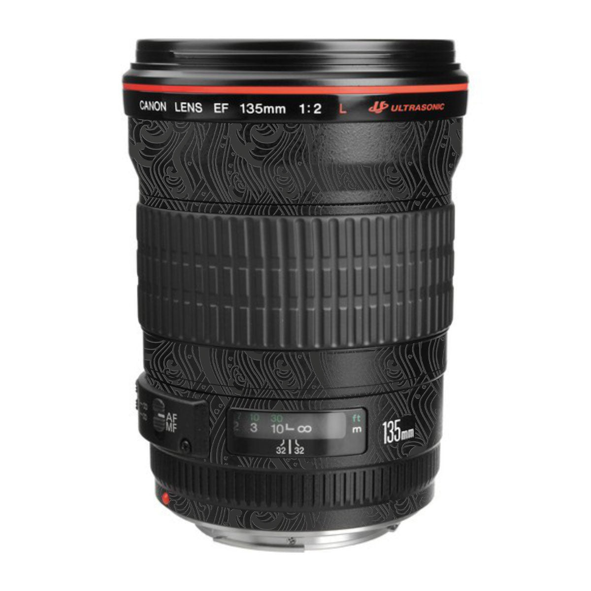 Textured Matte Charcoal Canon EF 135mm F/2L USM Camera Lens Skin