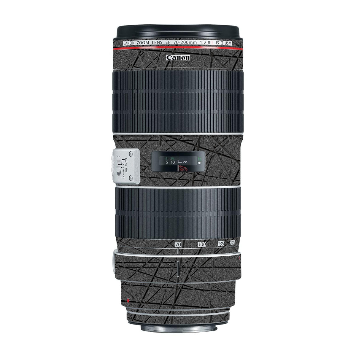 Textured Metallic Steel Grain Canon EF 70-200mm F/2.8L IS III USM Camera Lens Skin
