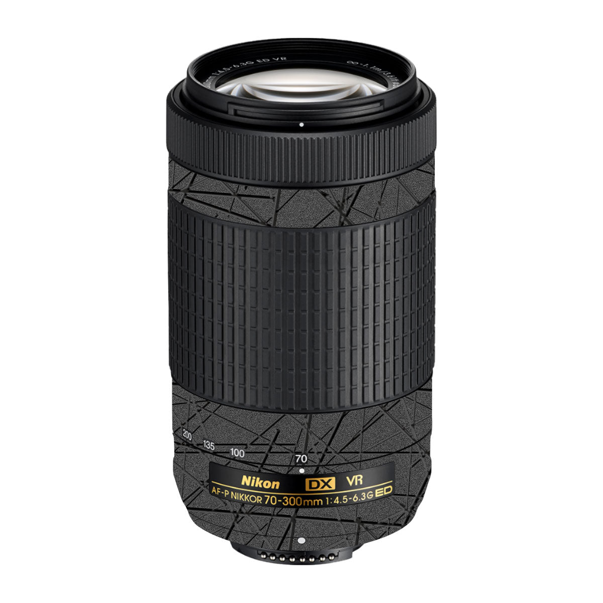 Textured Metallic Steel Grain Nikon AF-P Nikkor 70-300mm F/4.5-6.3G ED VR Camera Lens Skin