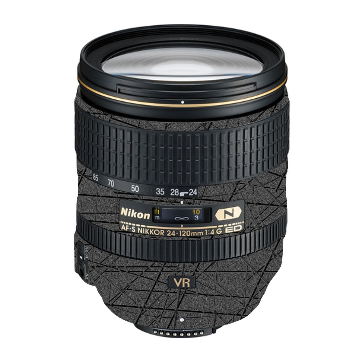 Textured Metallic Steel Grain Nikon Nikkor AF-S 24-120mm F4 G ED VR Camera Lens Skin
