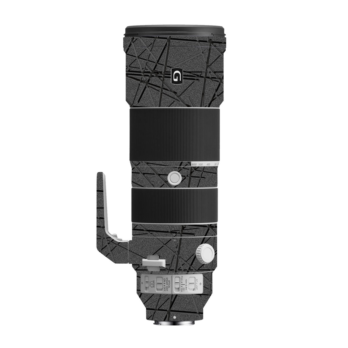 Textured Metallic Steel Grain Sony FE 200-600mm F/5.6-6.3 G OSS Camera Lens Skin