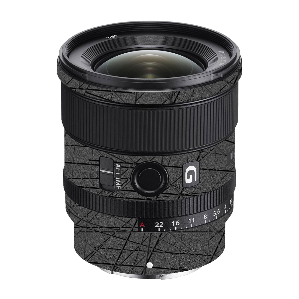 Textured Metallic Steel Grain Sony FE 20mm F/1.8 G Camera Lens Skin