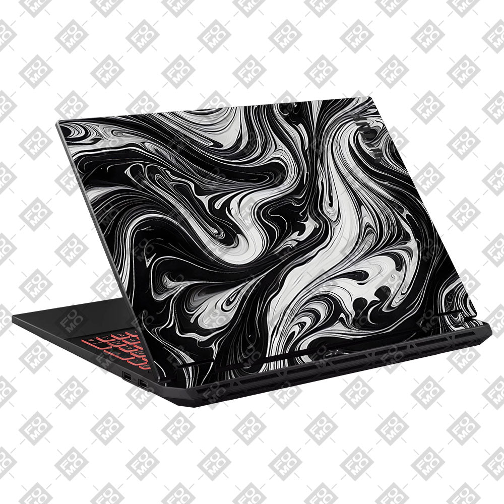Black and White Marble Asus TUF Gaming A16 2025 Laptop Skin