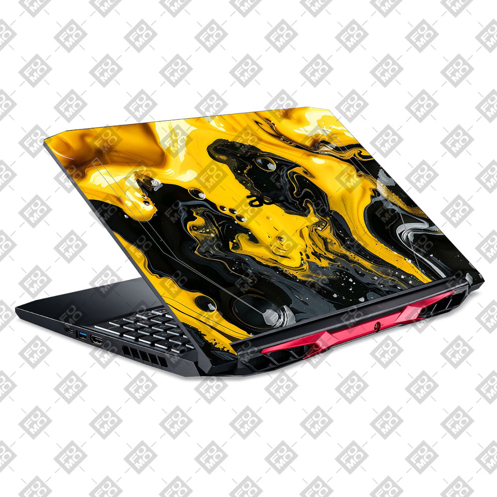 Yellow and Black Paint Swirls Acer Nitro 5 AN515 44, 56 Laptop Skin
