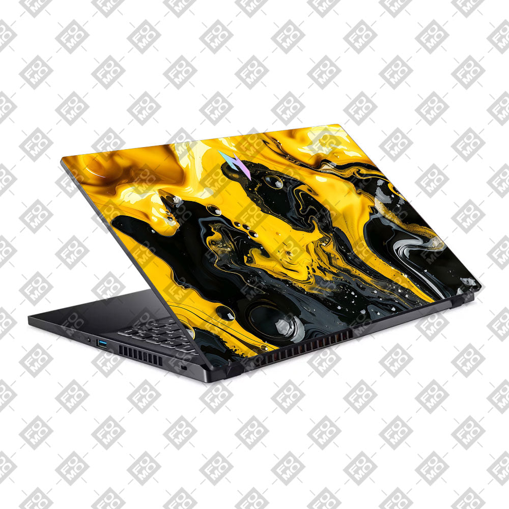 Yellow and Black Paint Swirls Acer Nitro V ANV15 51 55CA Laptop Skin