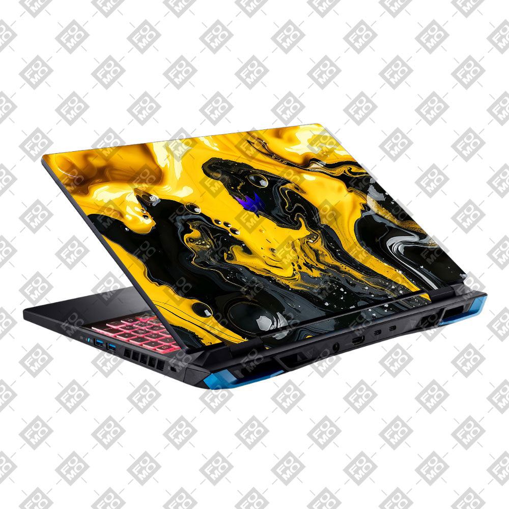 Yellow and Black Paint Swirls Acer Predator Helios Neo 16 N22Q22B Laptop Skin