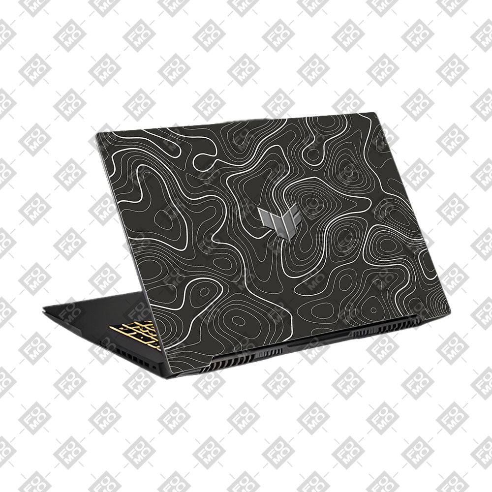 Grayscale Topographic Lines Asus TUF Gaming F17 FX707Z Laptop Skin