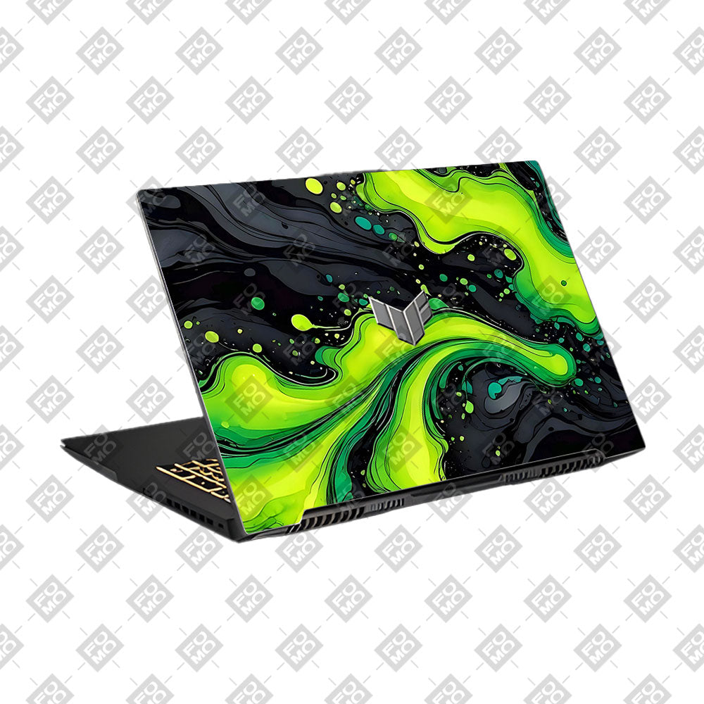 Neon Green Paint Swirls Asus TUF Gaming F17 FX707Z Laptop Skin