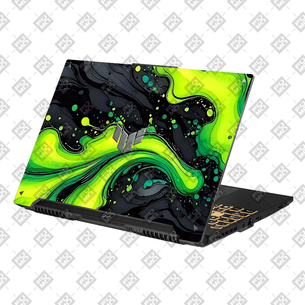 Neon Green Paint Swirls Asus Gaming V16 V3607 Laptop Skin