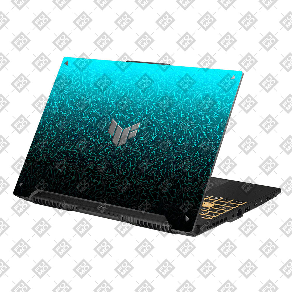 Cyan Blue to Black Asus TUF Gaming F16 and TUF Gaming A16 Laptop Skin