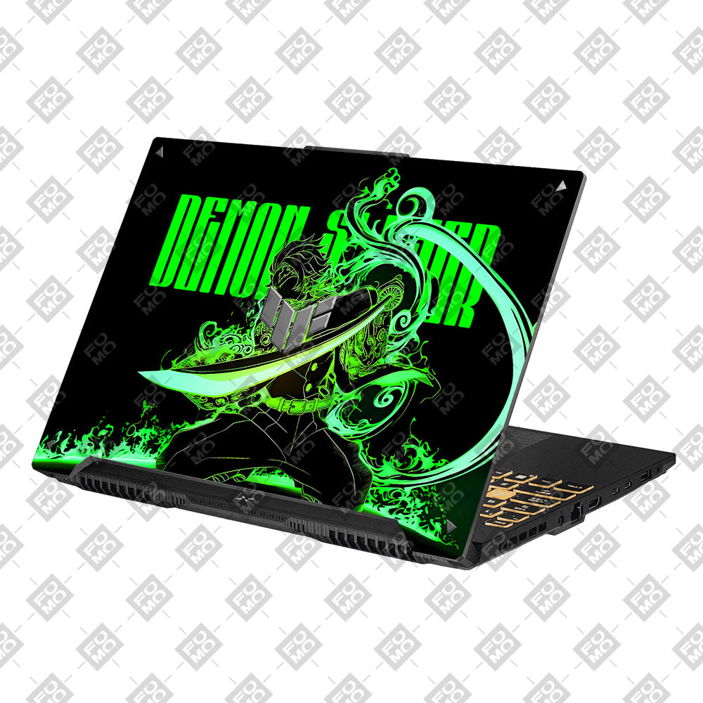 Tanjiro Green Flame Dance Asus TUF Gaming F16 and TUF Gaming A16 Laptop Skin