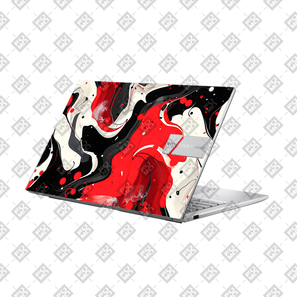 Red and White Paint Swirls Asus VivoBook 15 X1504VA Laptop Skin