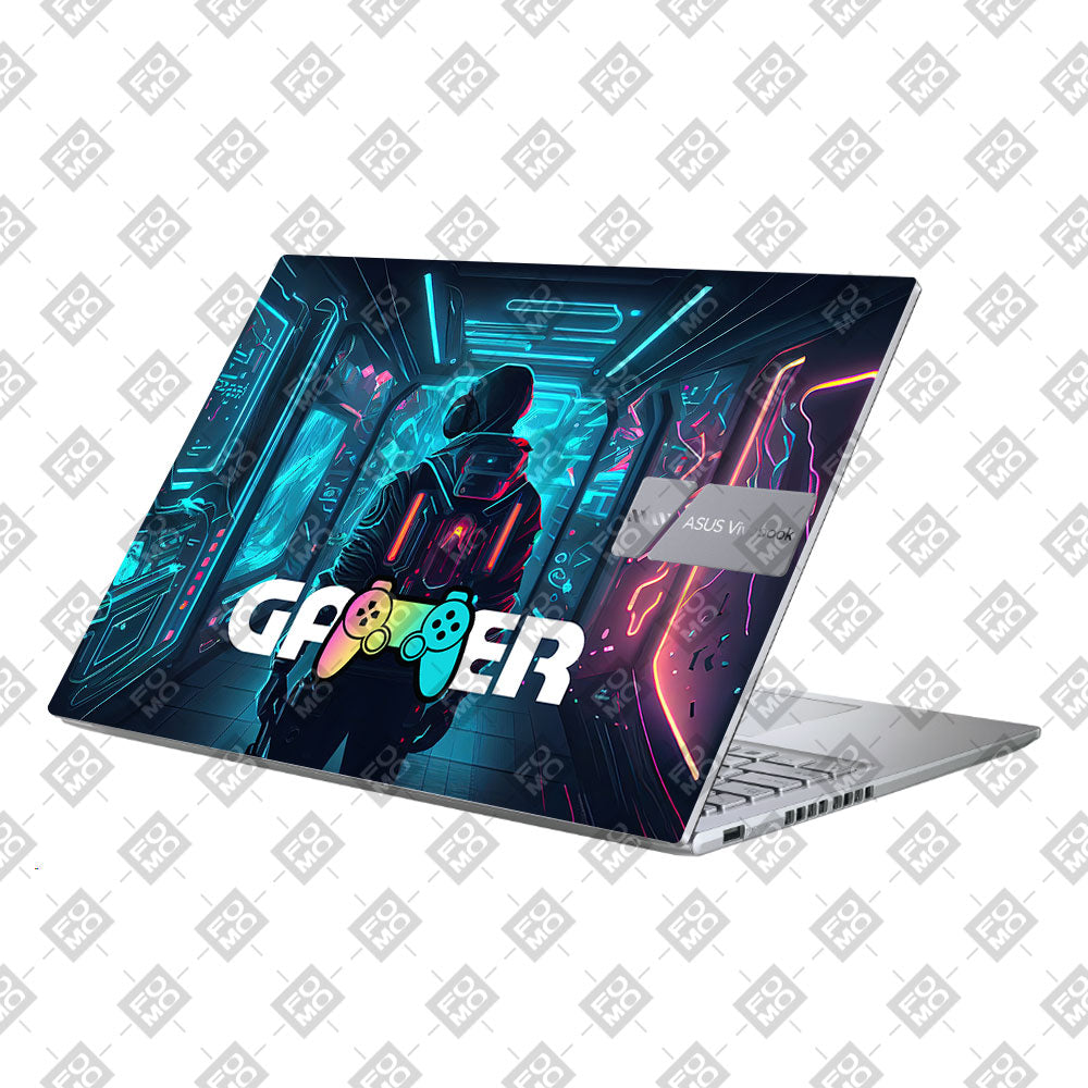 Gamer in Glowing Background Gaming Asus Vivobook 16 X1605V Laptop Skin