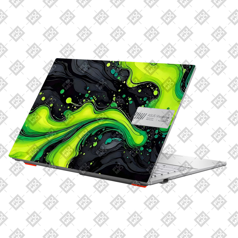 Neon Green Paint Swirls Asus Vivobook Go 15 E1504G Laptop Skin