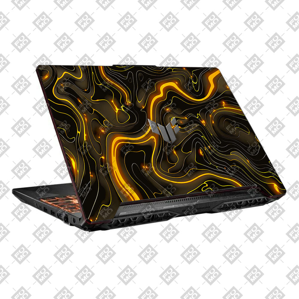 Golden Lava Waves Asus TUF F15 FX506 and A15 FA506 Laptop Skin