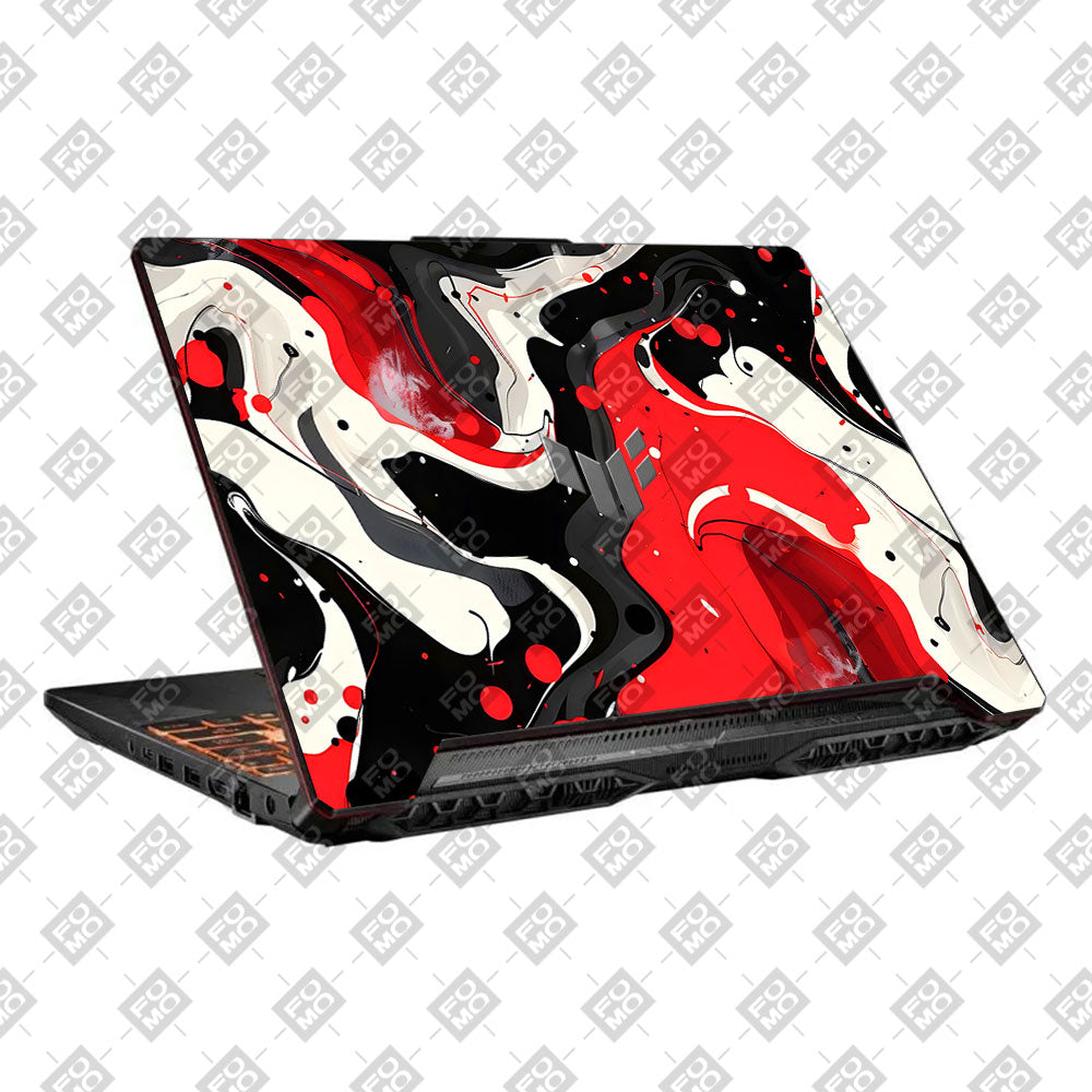 Red and White Paint Swirls Asus TUF F15 FX506 & A15 FA506 Laptop Skin
